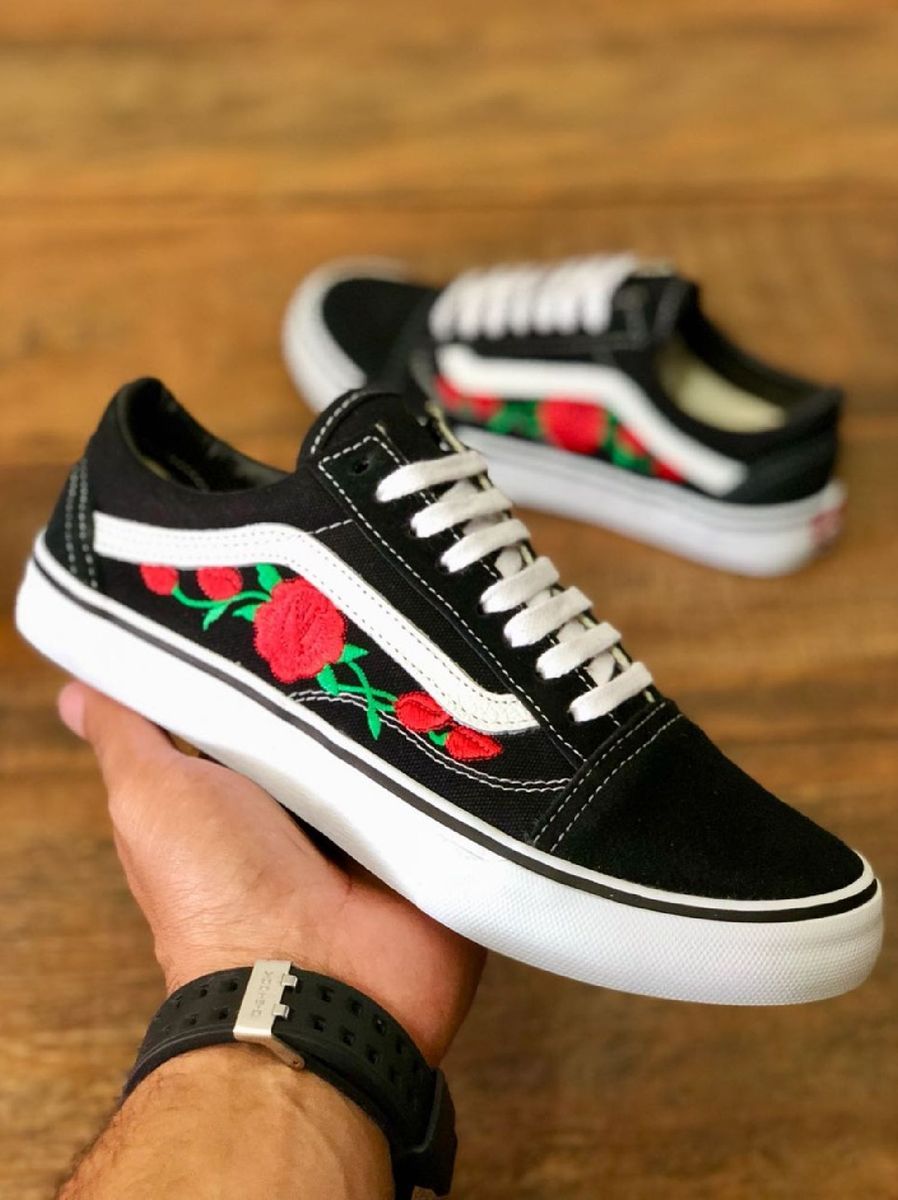 vans old skool vermelho e preto