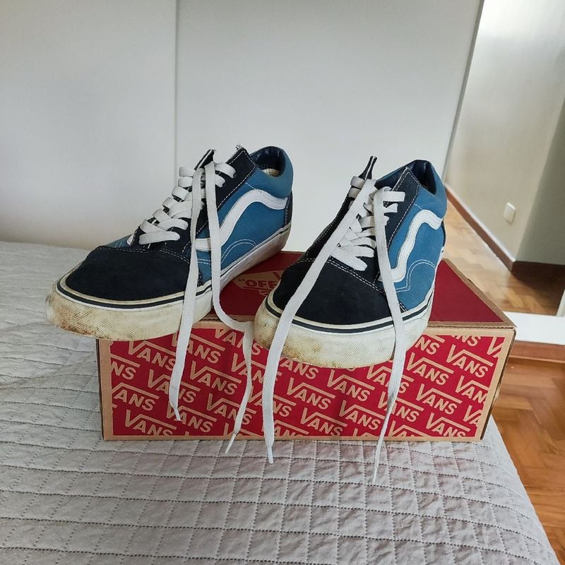 Vans Old Skool Navy com Caixa Tênis Feminino Vans Usado 94774186 enjoei