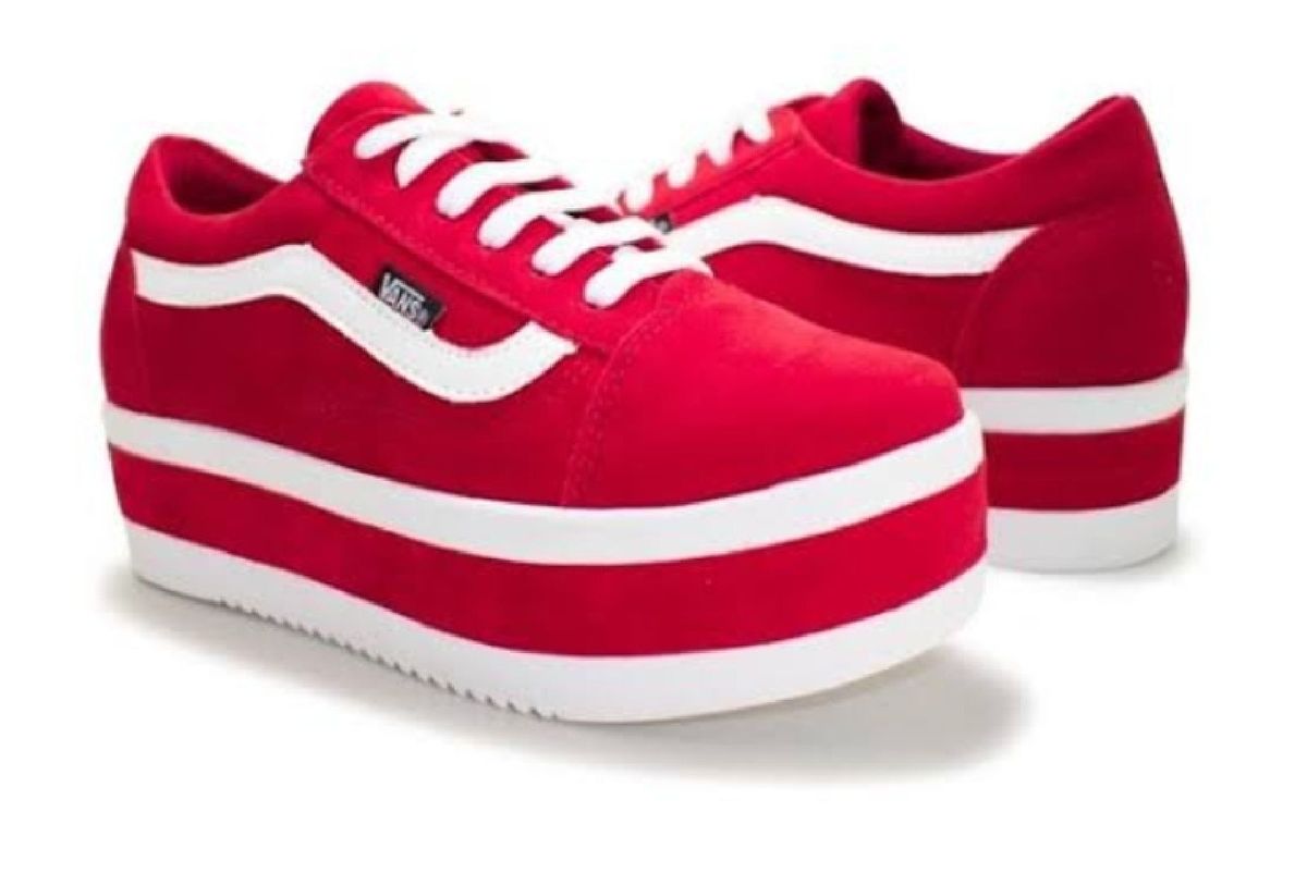 tenis vans plataforma vermelho