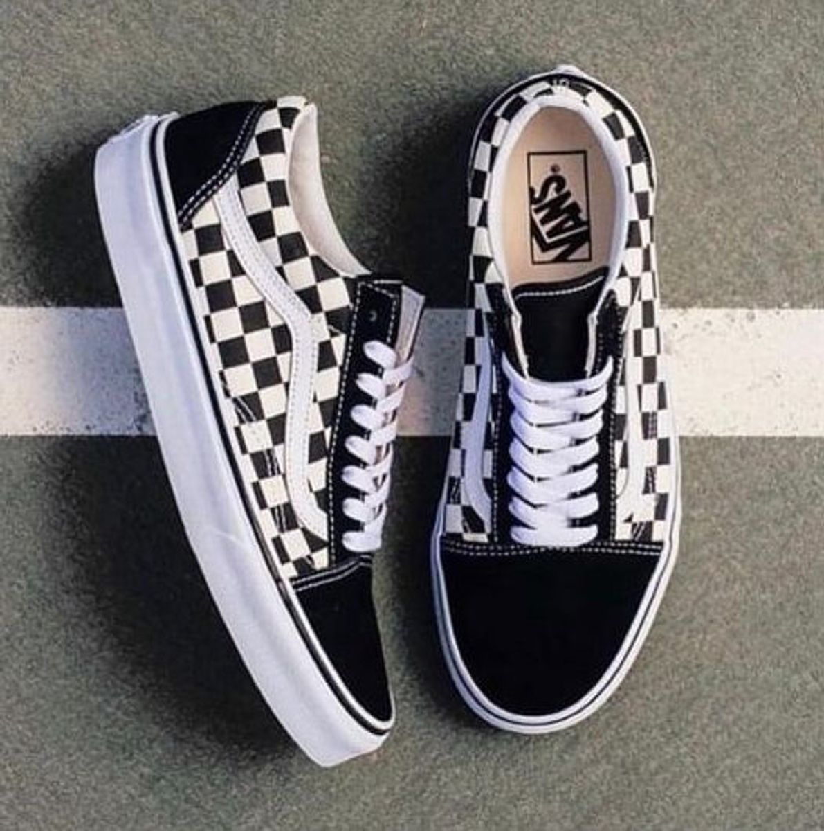 vans xadrez branco