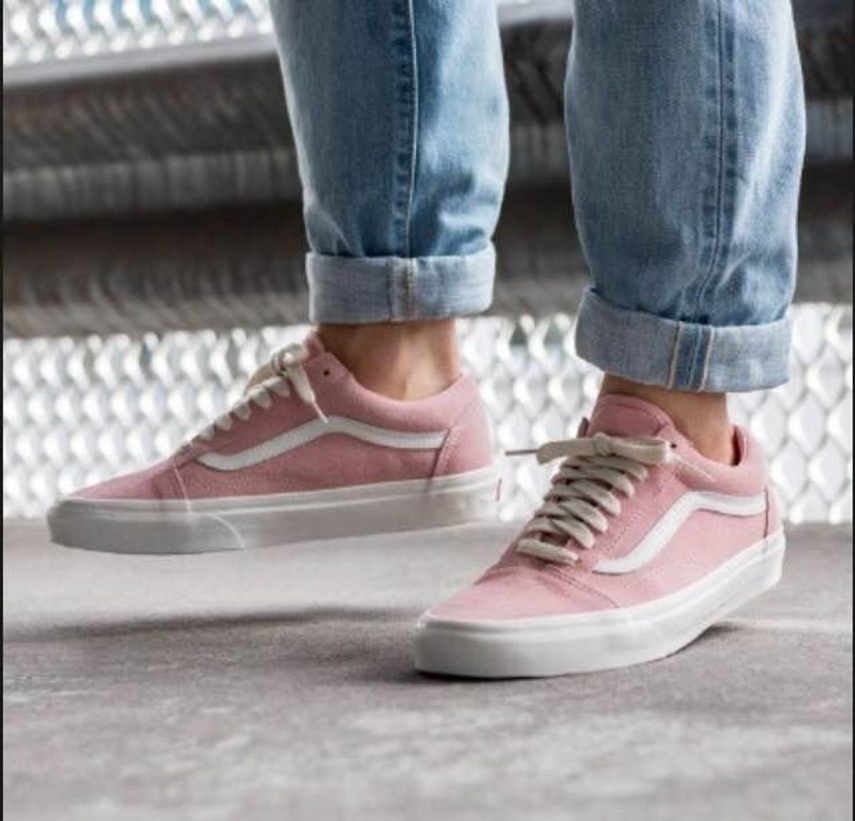 vans old skool rosa e branco