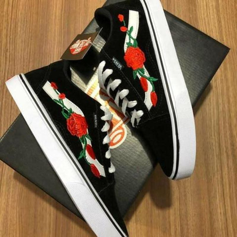 Vans Old Skool Tradicional Floral Unissex Cano Baixo em Lona