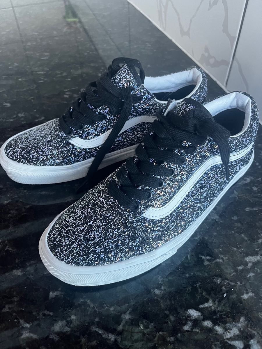 Vans Preto Glitter T nis Feminino Vans Usado 90578413 enjoei
