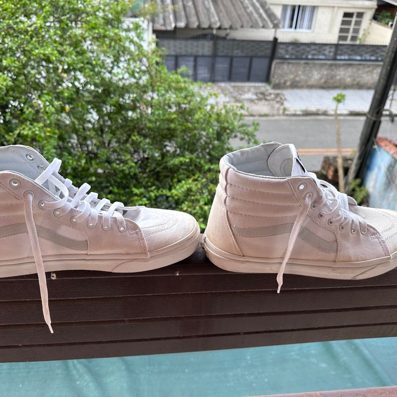Vans Sk8-Hi Branco 42 Cano Alto Skate Hi com Caixa Tênis