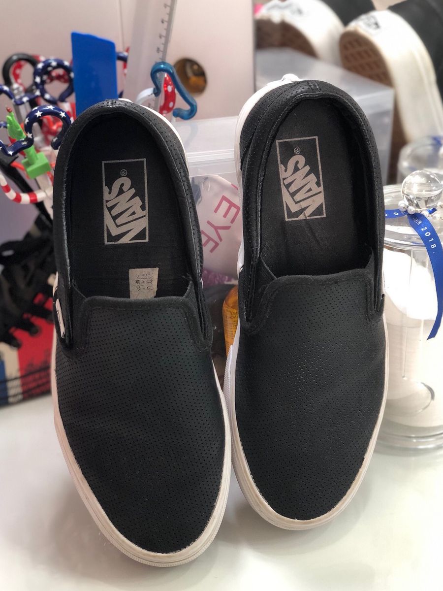 vans slip on couro preto