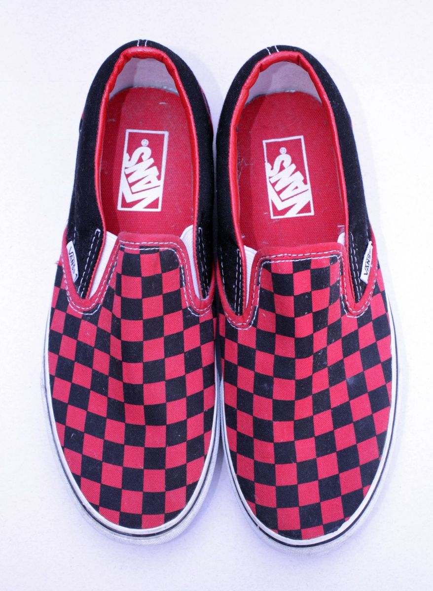 vans slip on xadrez vermelho