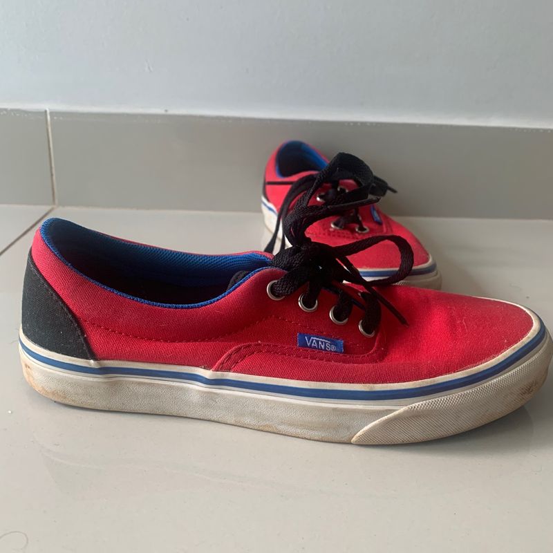 Tênis Vans Vermelho e Azul, Tênis Feminino Vans Usado 85058649, enjoei