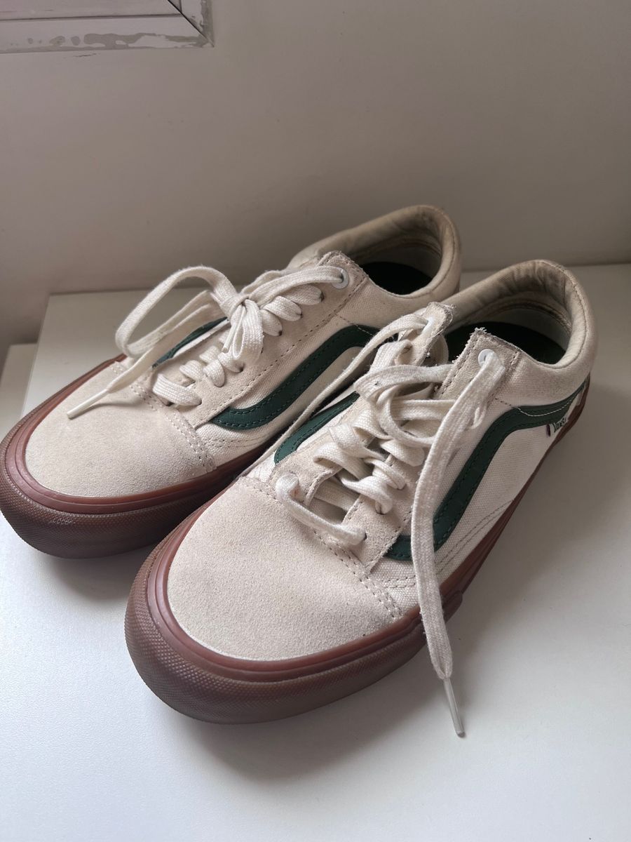 Vans Worlds #1 Skateboard Shoe Pro Bege e Verde | Tênis