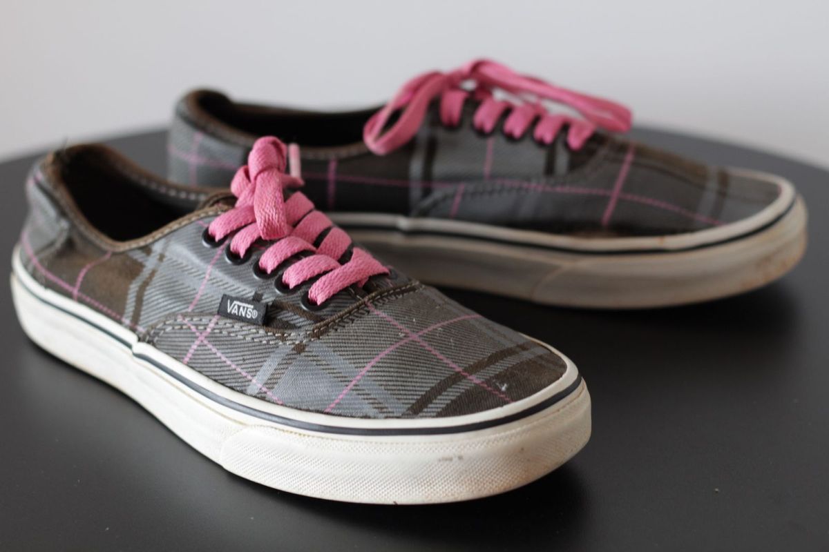 tenis vans xadrez rosa