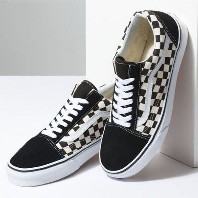 Vans best sale quadriculado branco