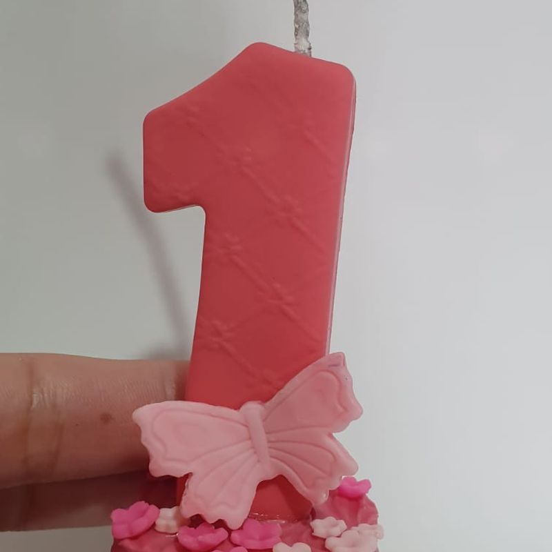 Vela Topo de Bolo 6 Anos Rosa Menina Borboleta em Biscuit, Item de  Decoração Usado 71666498