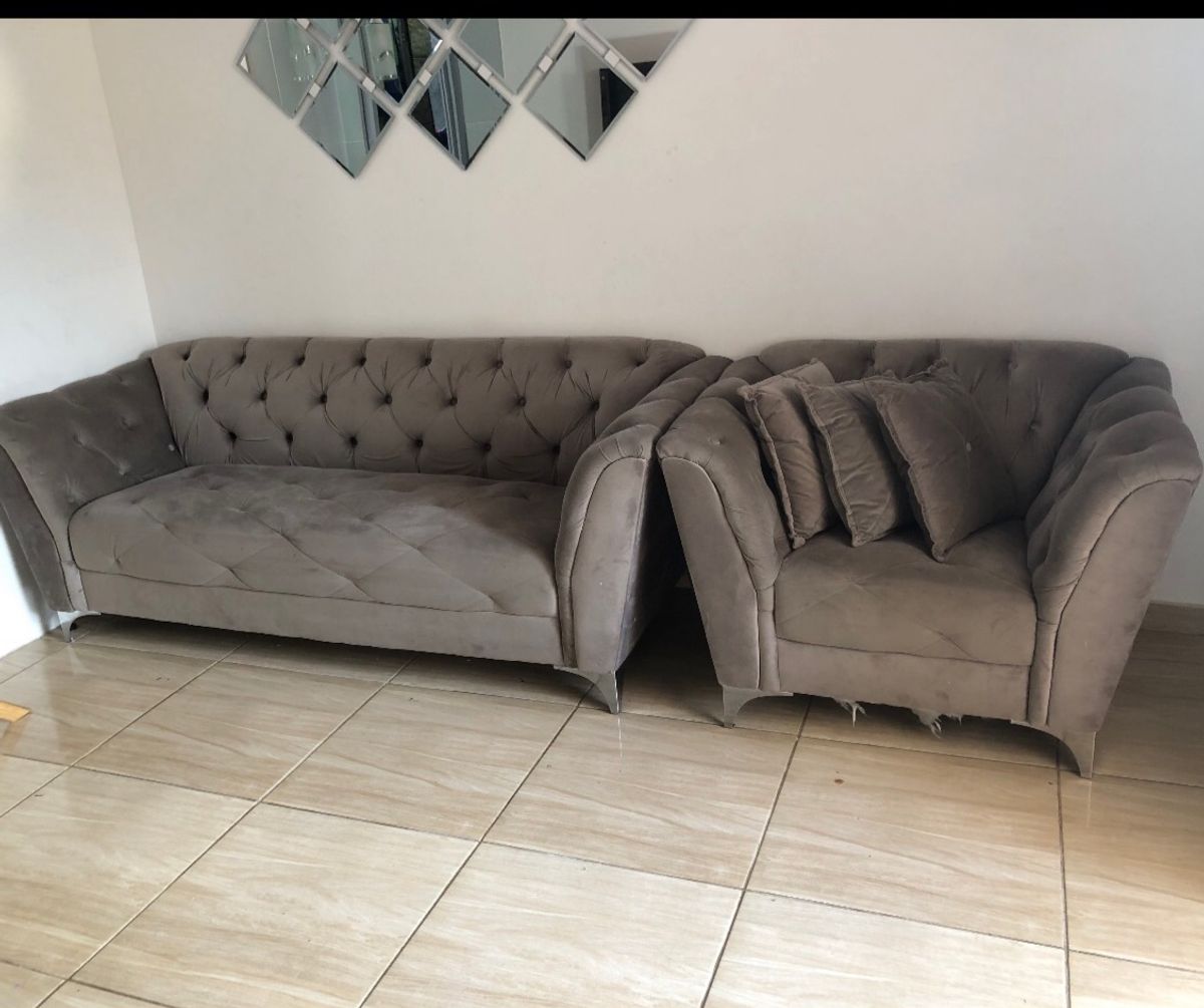 Vendo Sofá 3 Lugares com 1 Poltrona Material Suede | Sofá Rio Décor Usado  58542760 | enjoei