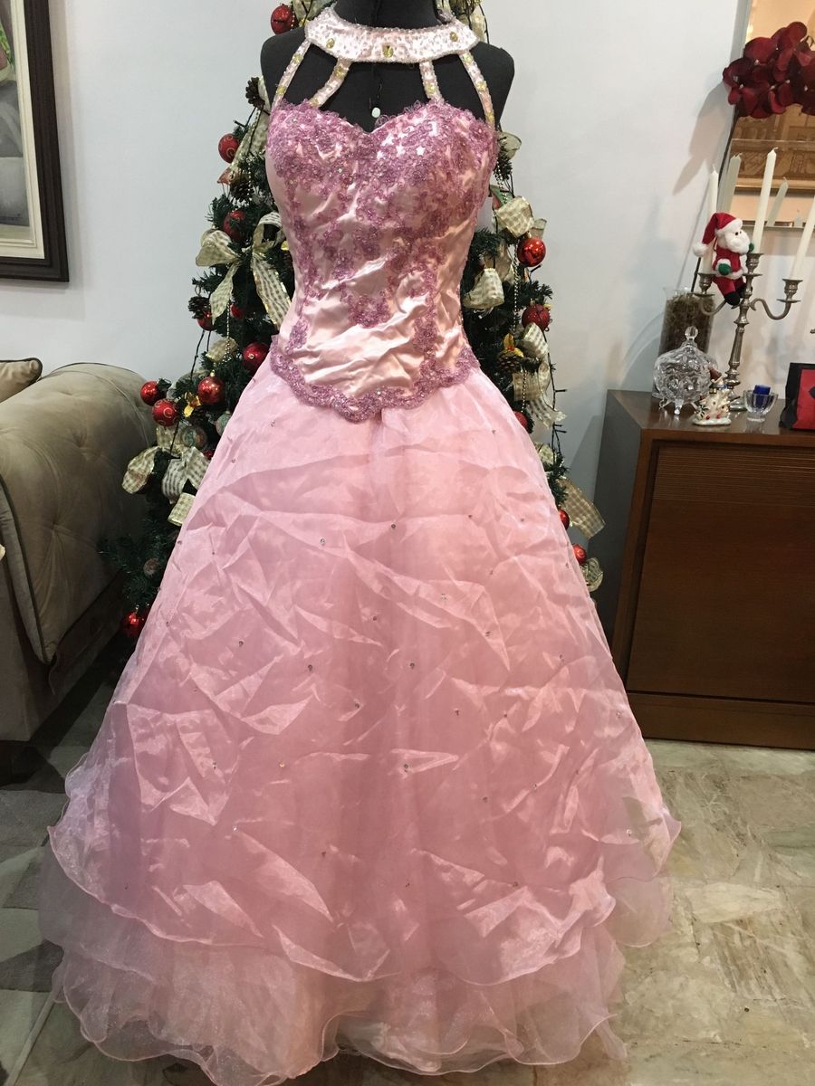 vestido rosa de festa de 15 anos