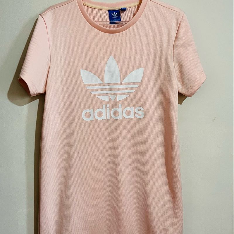 Vestido adidas originals 2025 curto tee trefoil rosa