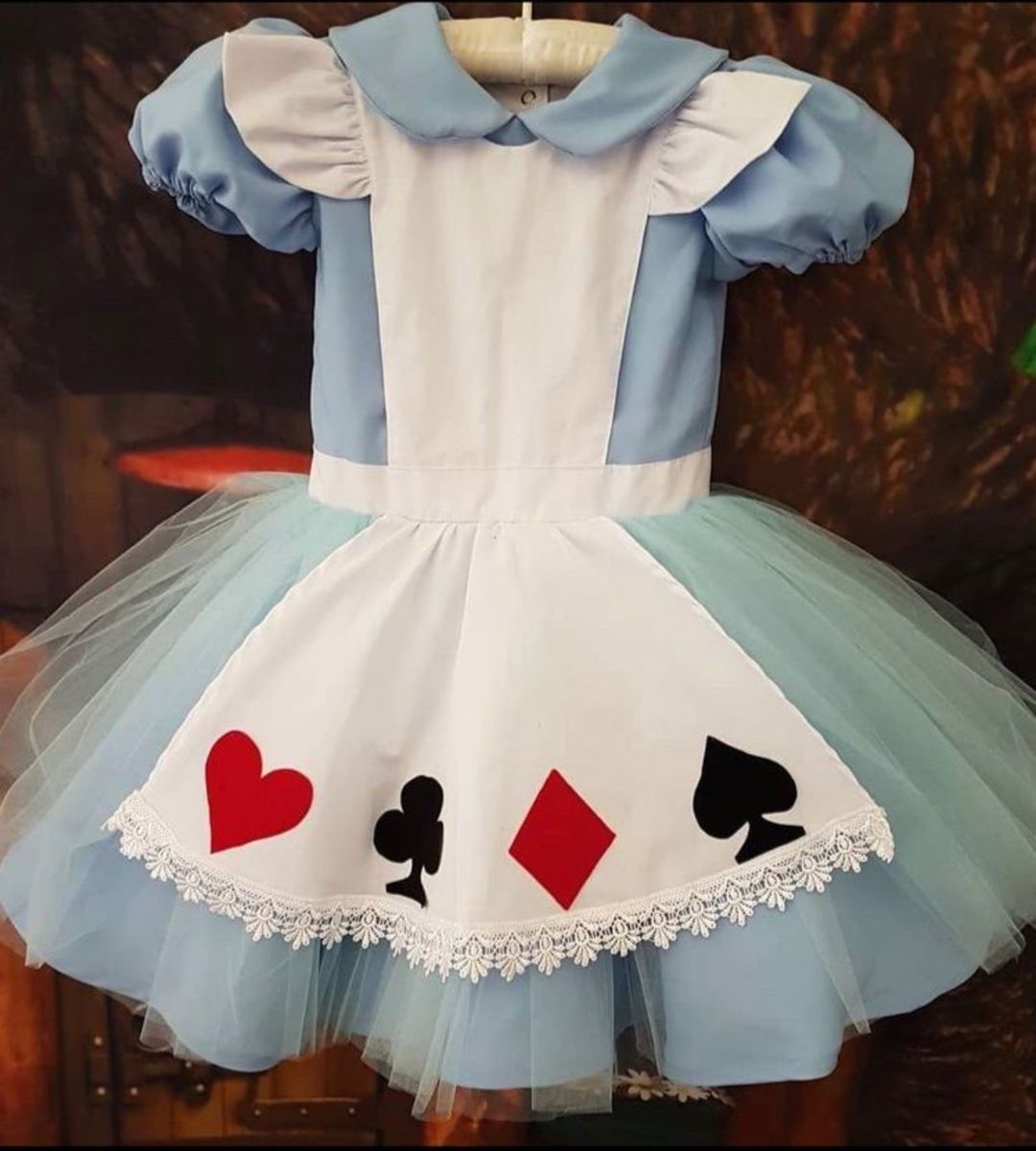 Vestido infantil da alice best sale no pais das maravilhas