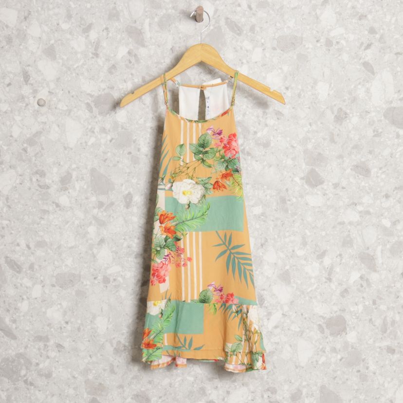 vestido amarelo floral fargo - outros fargo