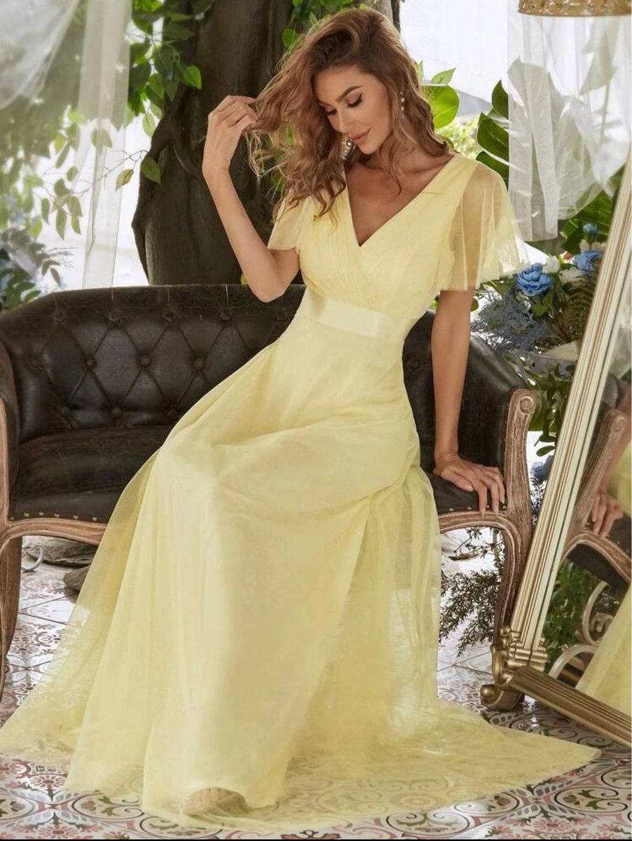 Vestido para sale madrinha amarelo longo