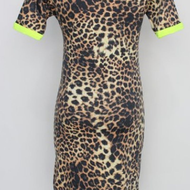 Vestido animal store print com neon