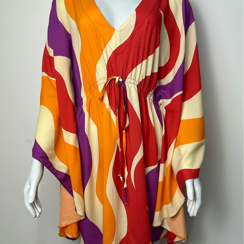 Vestido Asa de Morcego Estampado Vestido Feminino Vetto Brasil