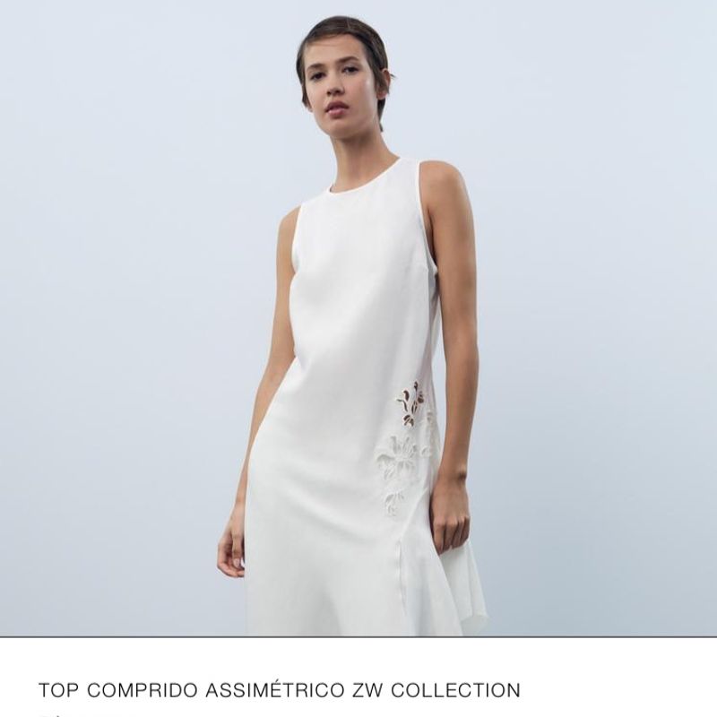 Vestido Assimtrico com Bordado Aberto Zara | Zara Nunca Usado 111423635 |  enjoei