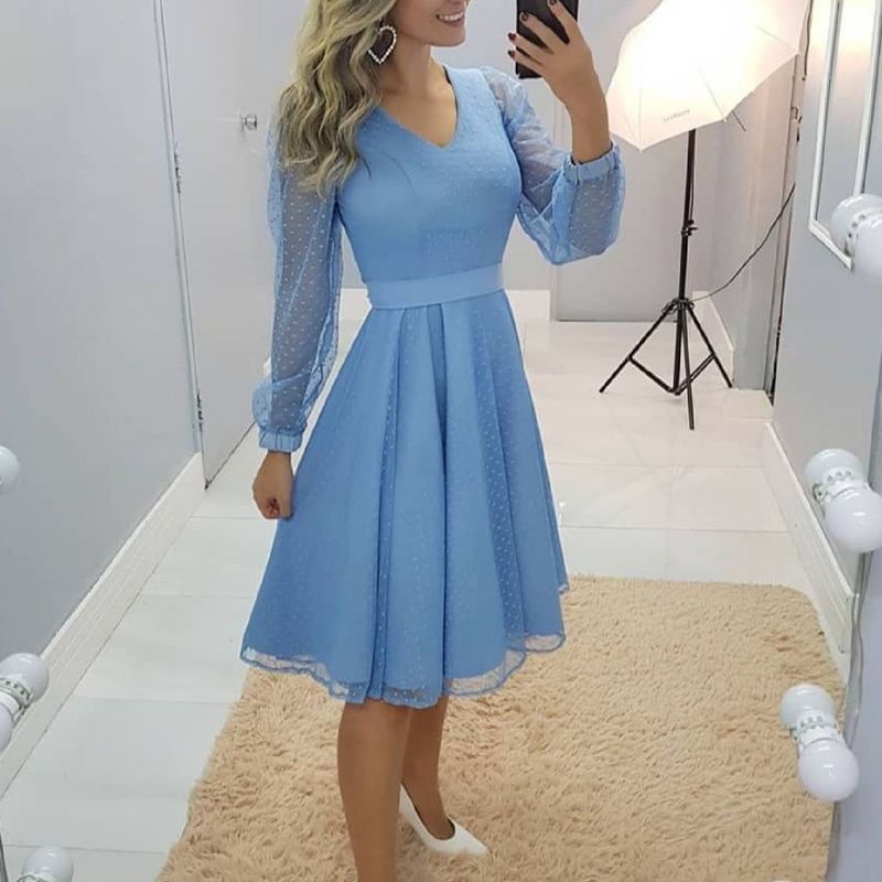 Vestido azul best sale claro cerimonia