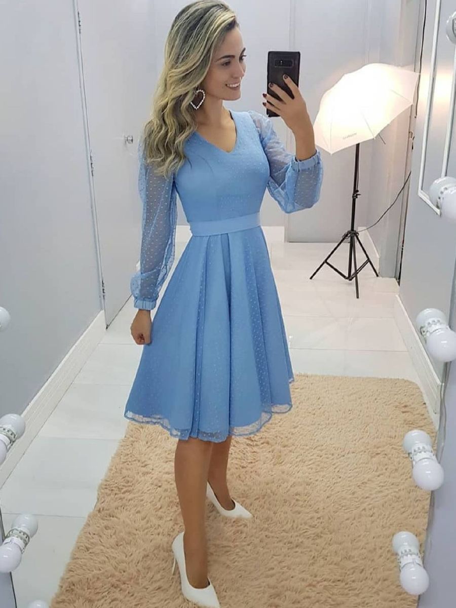 vestido azul cerimonia