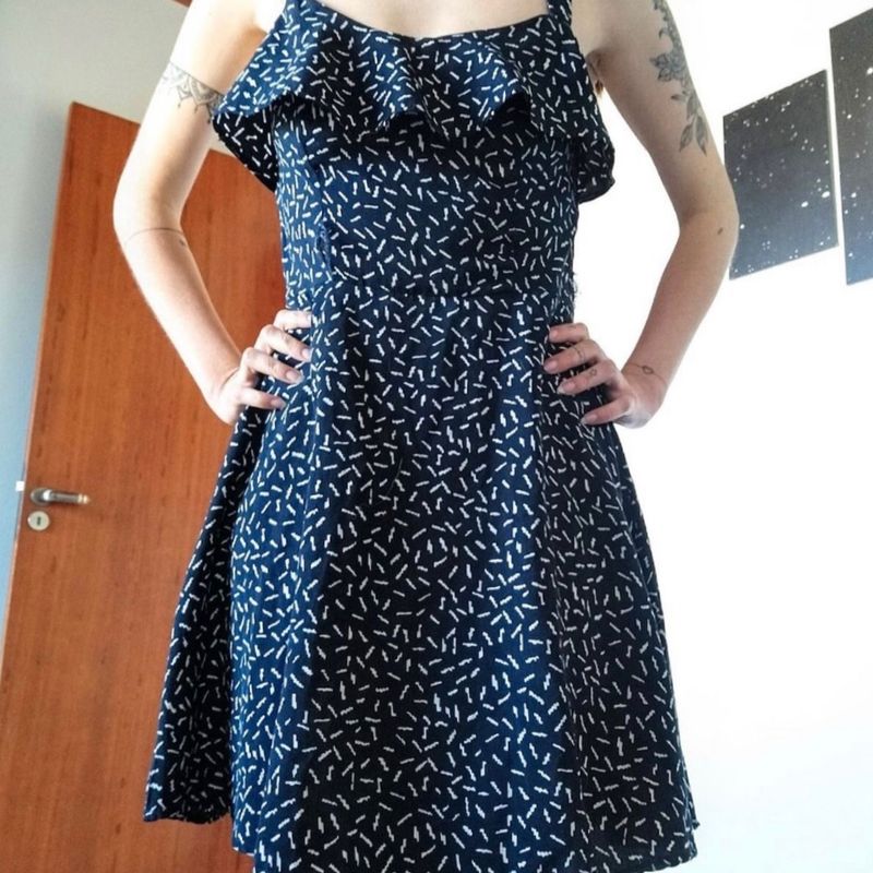 Vestido azul curto rodado cheap