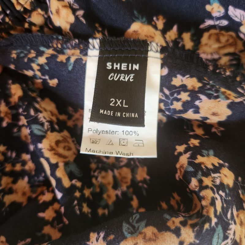 Vestido Azul Escuro Floral, Blusa Feminina Shein Usado 97333231