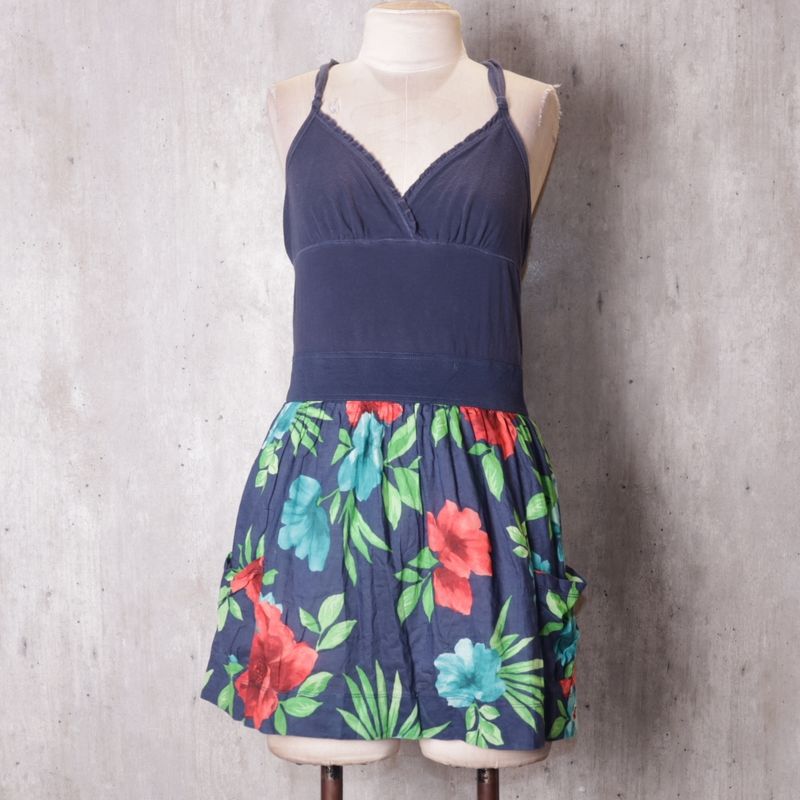 Vestido Azul Escuro Floral Hollister, Vestido Feminino Hollister Usado  82239724