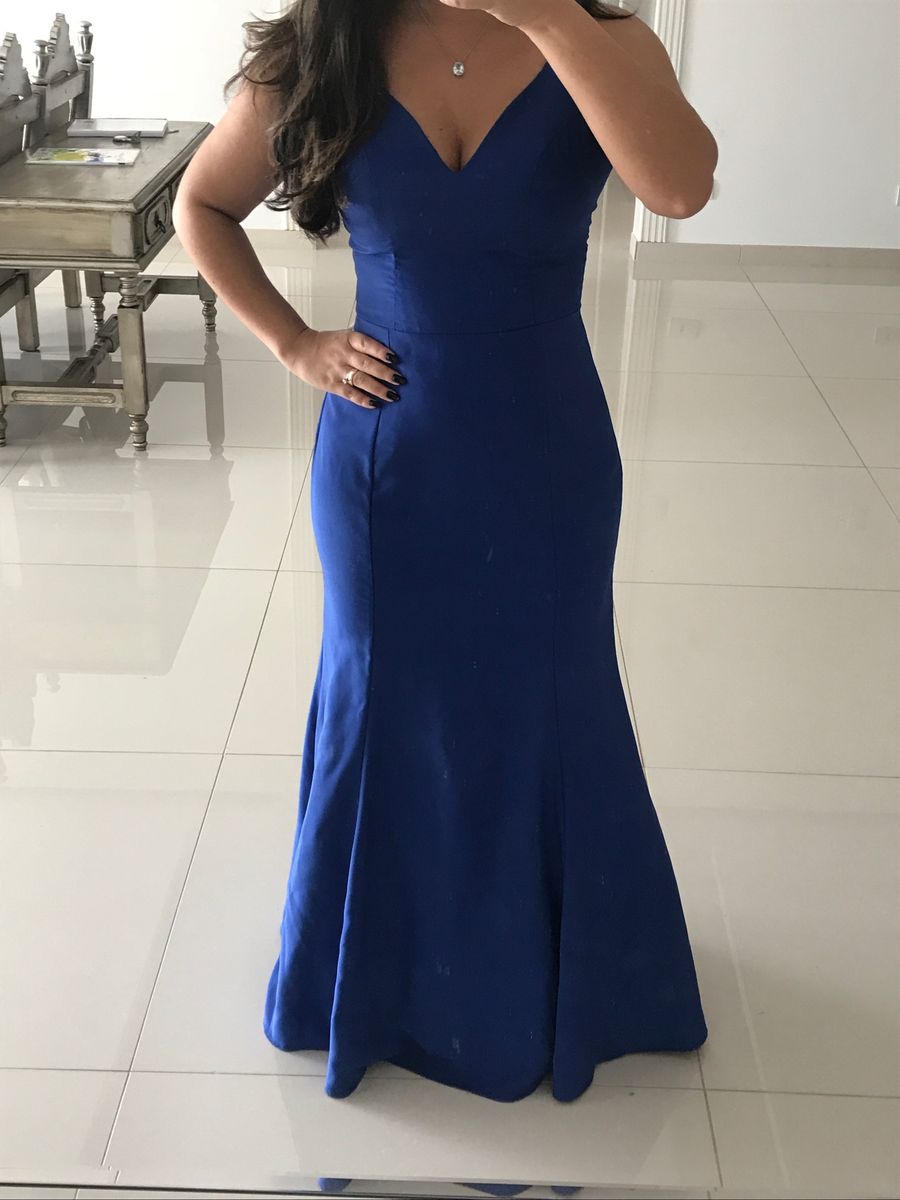 vestido azul de festa
