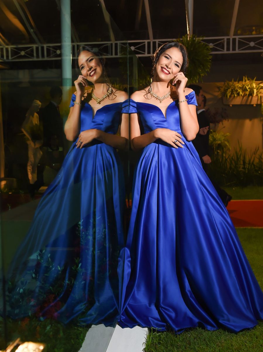 vestido azul de formatura