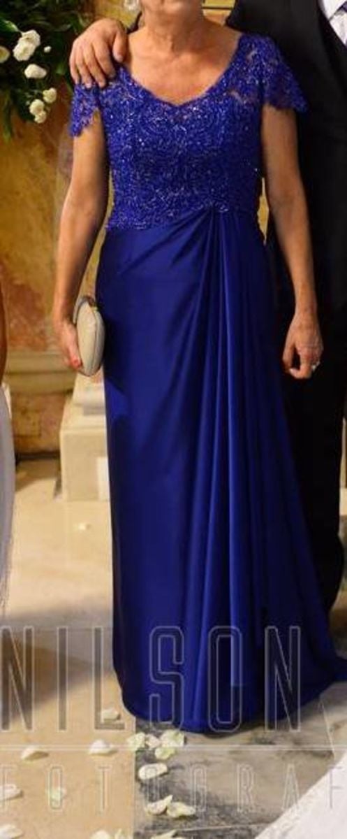 vestido de mae de noiva azul royal