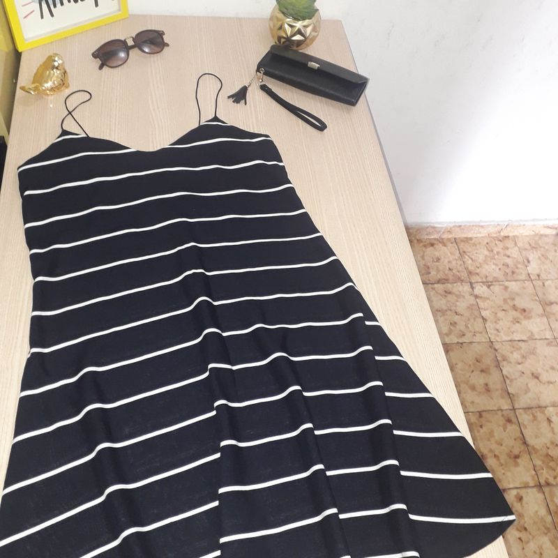 Vestido Azul- Marinho Listrado Renner Tam P Renner Usado