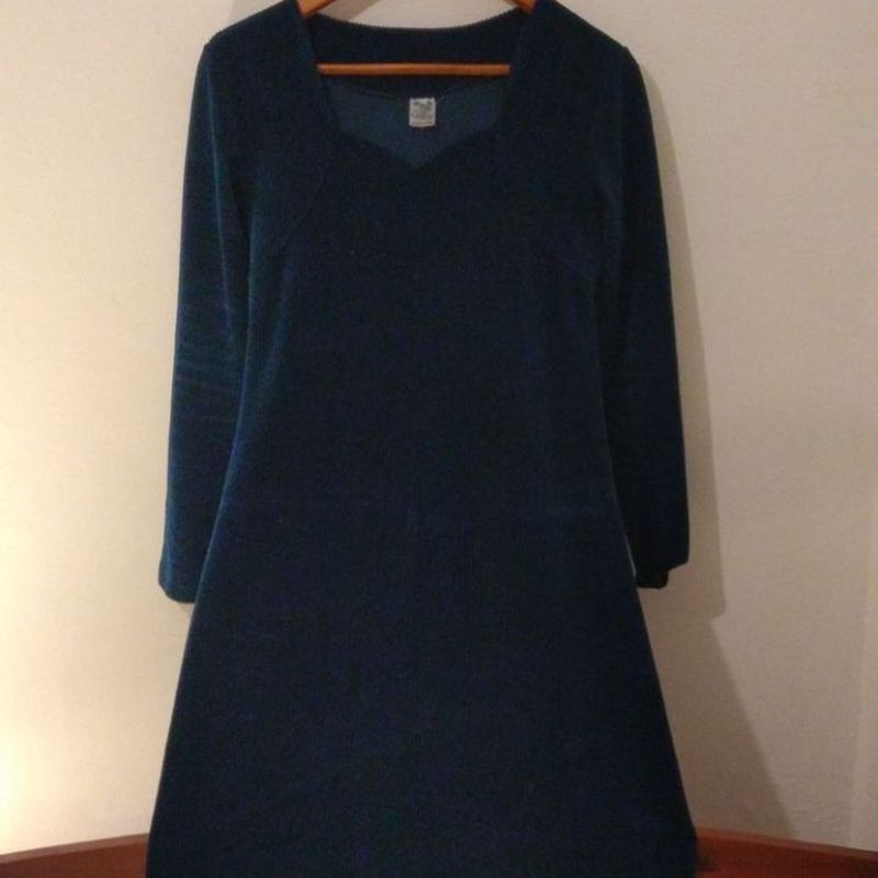 Vestido Azul Marinho Veludo Moda Evang lica Tata Martello Via