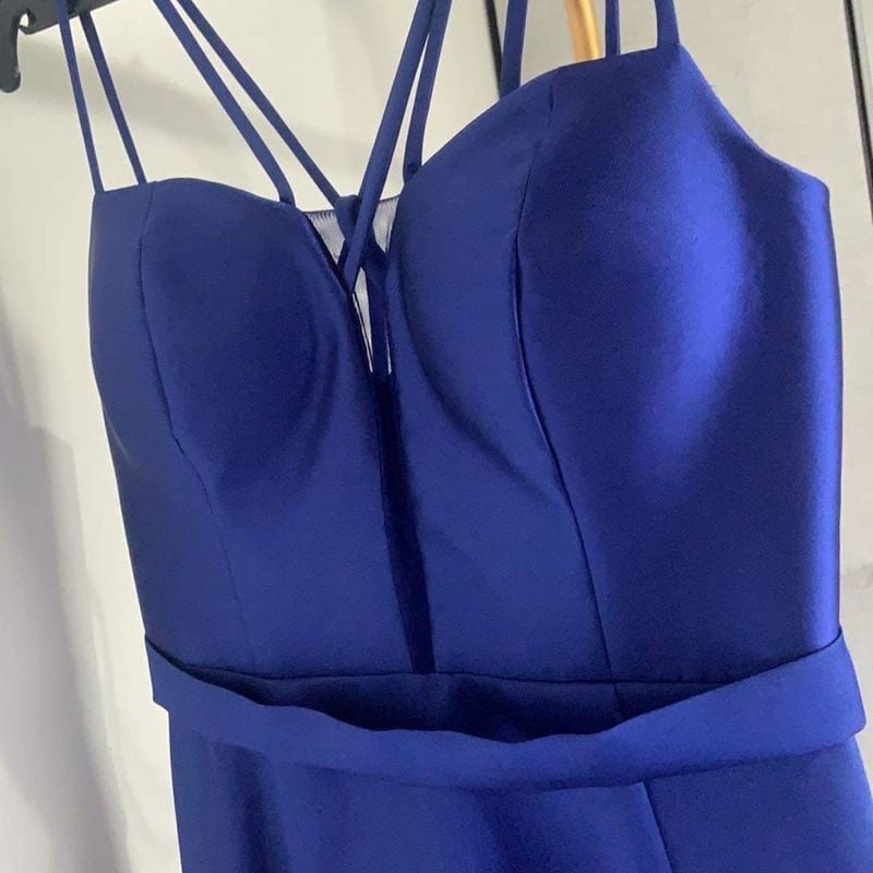 Vestido Azul Royal Acetinado Phize Usado 89709004 enjoei