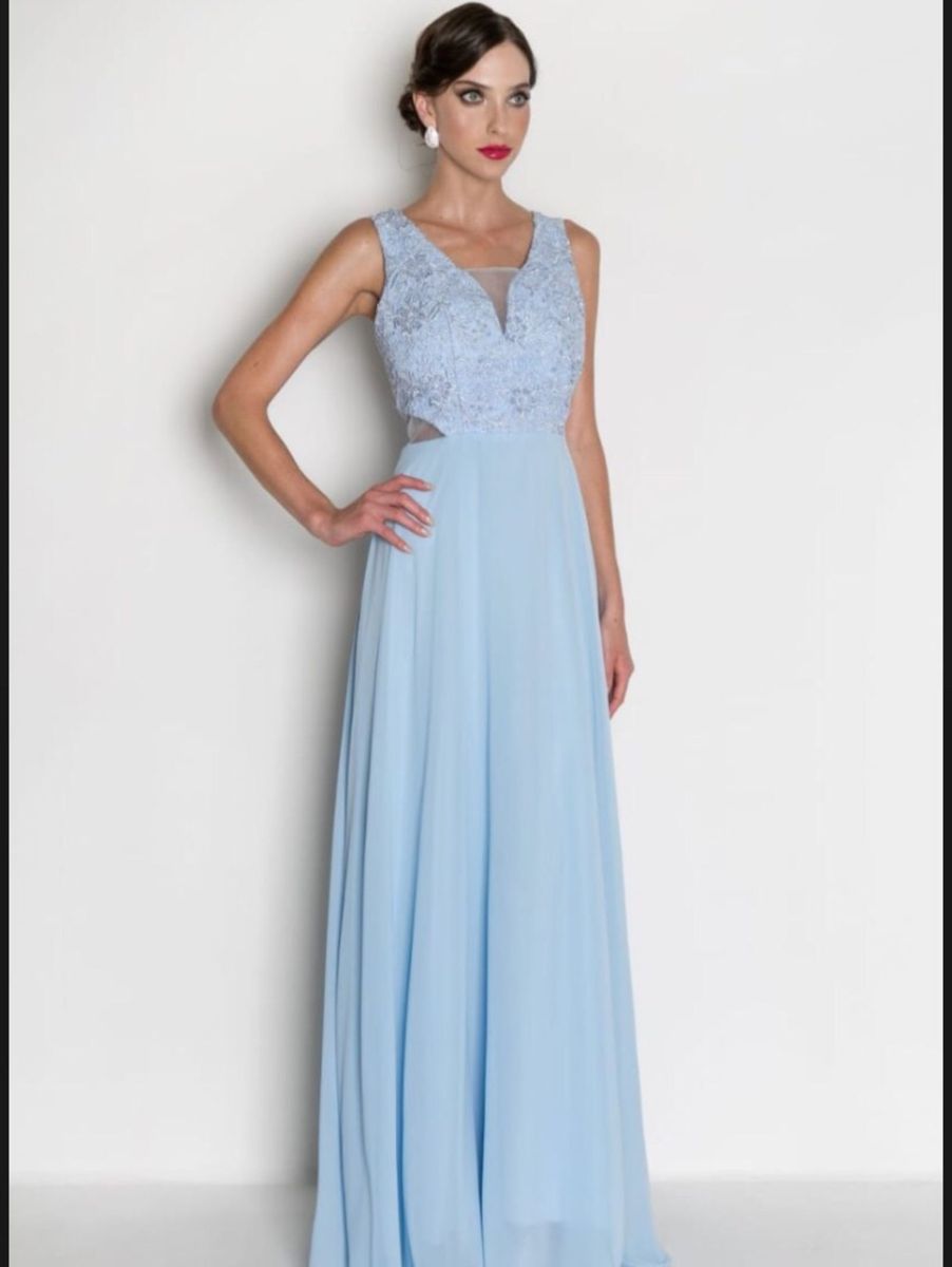 vestido de renda azul serenity