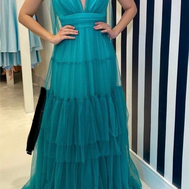 Vestido azul tiffany sales longo