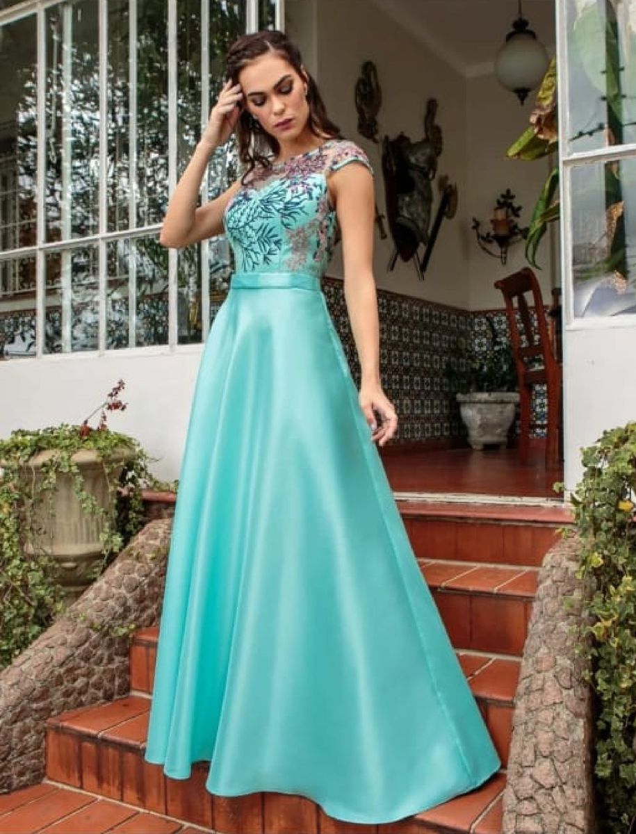 Vestido de debutante 2 2024 em 1 azul tiffany