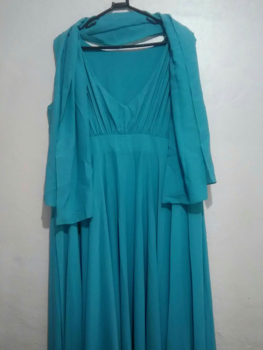 vestido de festa plus size azul tiffany