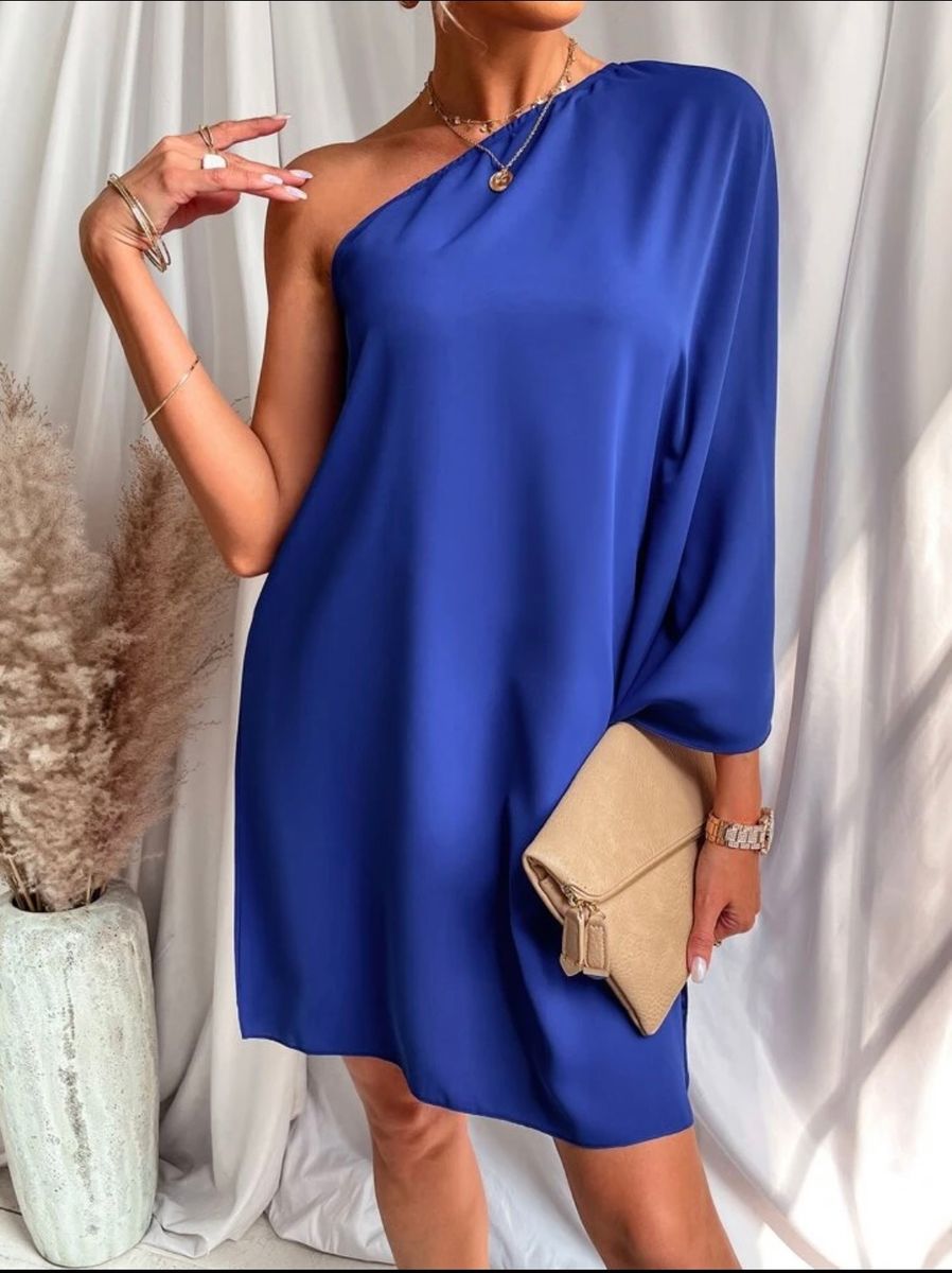 Vestido Azul Bebê Flocado, Vestido Feminino Shein Nunca Usado 88029875