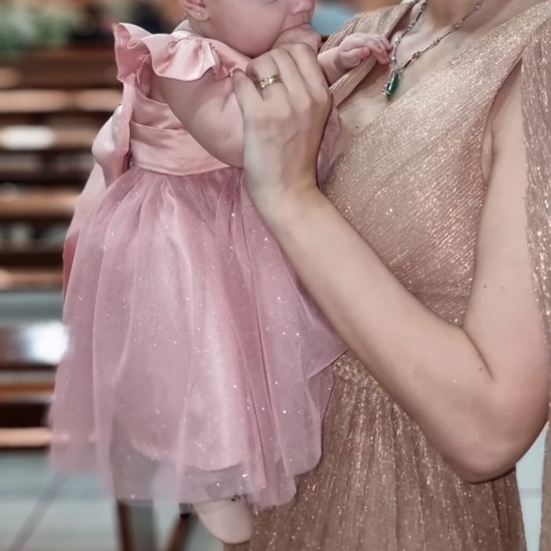 Vestido Baby Festa Rose- Meses Roupa Infantil para Bebê Usado