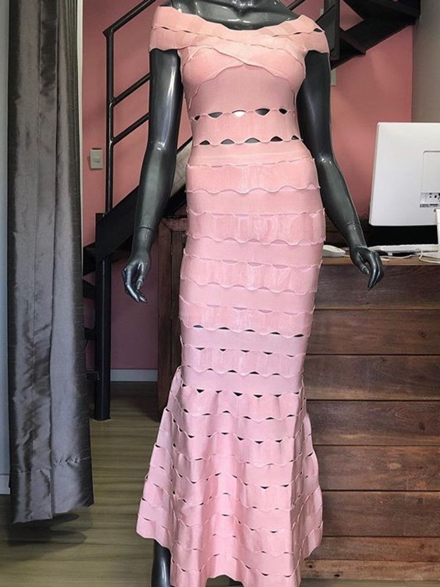 vestido de bandagem longo