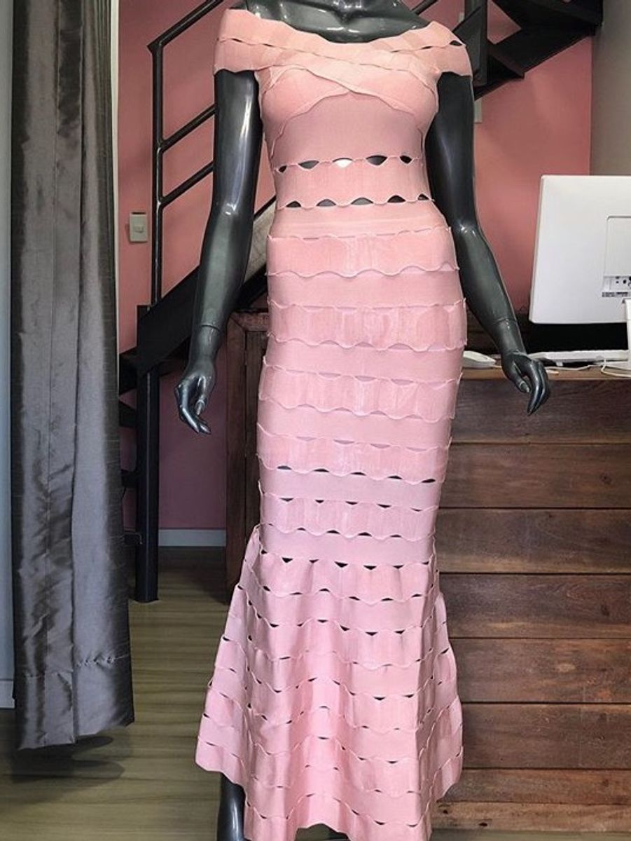 vestido bandagem rosa