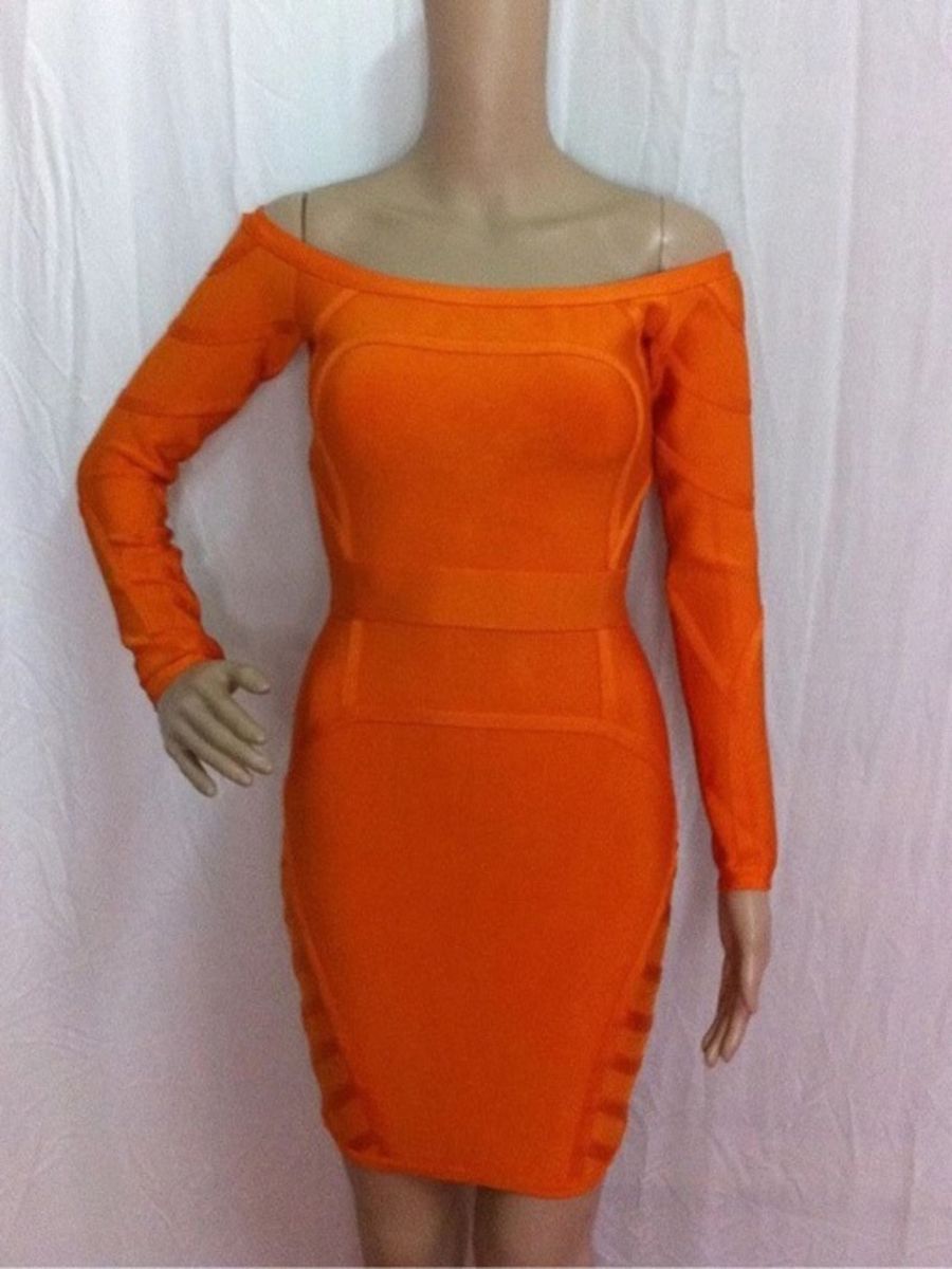 vestido bandagem manga longa