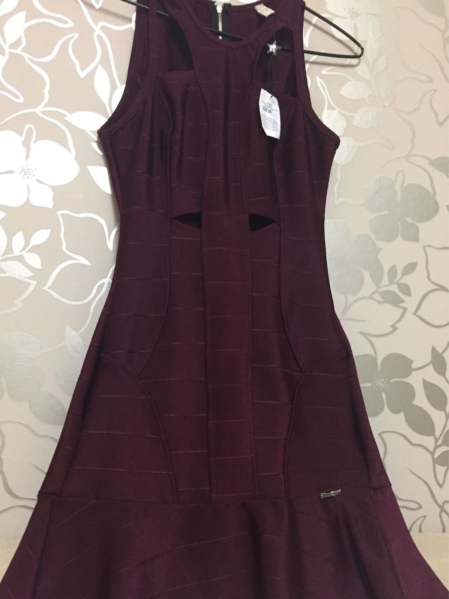 vestido bandagem longo marsala