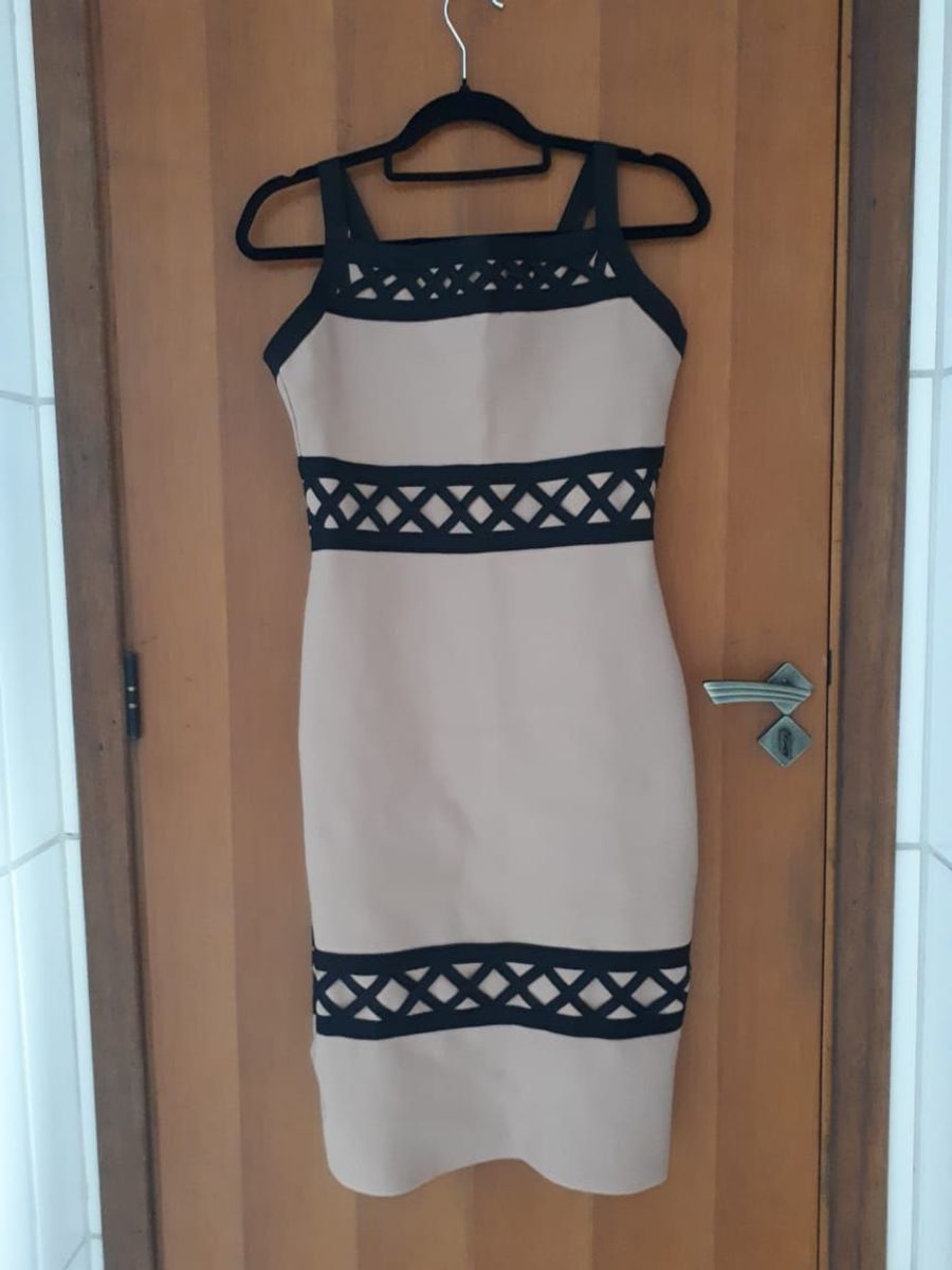 Vestido Bandagem Nude E Preto Vestido Feminino Innocence Usado