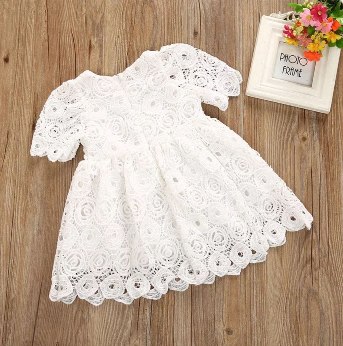 Vestido Batizado Bebê Com Renda Roupa Infantil Para Bebê Nunca Usado