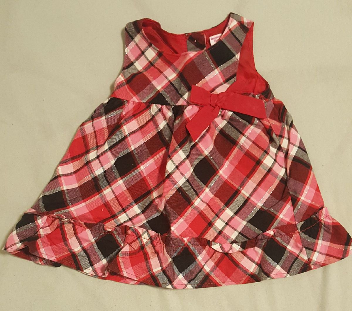 vestido xadrez vermelho bebe