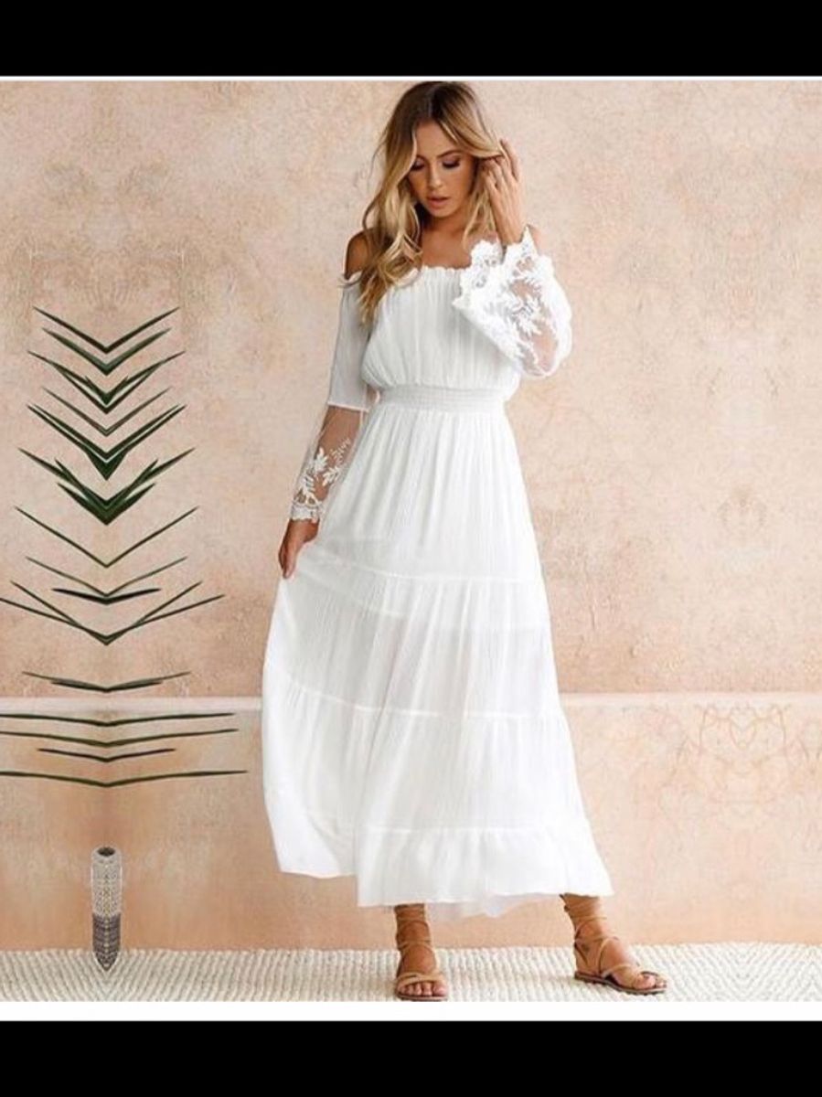 vestido longo boho branco