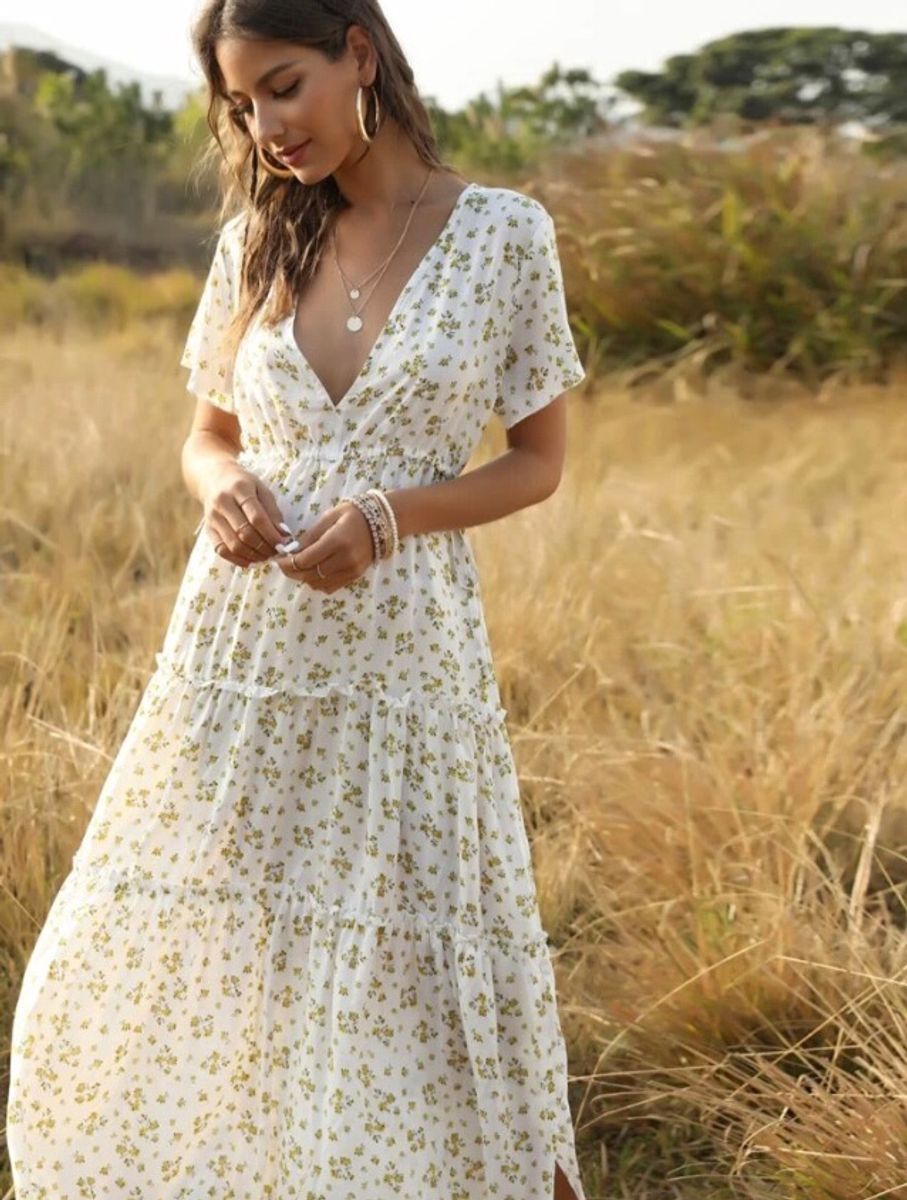 Vestido Longo Florido Boho Shein | Vestido Feminino Shein Usado 79032348 |  enjoei